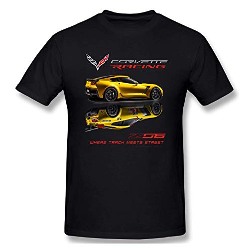 IUBBKI Camiseta básica de Manga Corta para Hombre Mens Print with Corvette C7 Z06 Track Meets Street Fashion Short Sleeve T-Shirt Cover