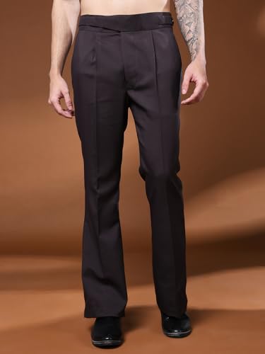 Image of Gurkha Pants for Men | Trouser for Men | Formal Pant | Classic Button | Bell Button High Waist Pleated Casual Trousers | Flared Leg Pants for Office Smart Casual Travel Party