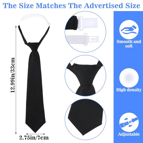 Black Clip On Tie 13" Pre-Tied Adjustable Girls/Boys Neckties Thin Black Tie Clip On Ties For Women Costume Black Neck Tie Women For School Girl Costume Jk/Jc Cosplay Graduation Business Wedding2