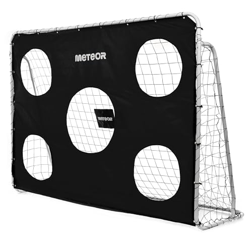 meteor Fußballtor 240 x 170 x 80 cm mit Torwand und Netz - 2 in 1 Trainingstor für Kinder Garten Vereinstraining Schusstraining drinnen und draußen mit Stahlrahmen Zielscheibe und Bodenankern
