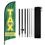 FSFLAG Steuerdienst-Federflagge mit Fahnenmast-Set und Erdspieß, 2,1 m hoch, Werbung, windlos, Steuerdienst, Flagge für den Innen- und Außenbereich