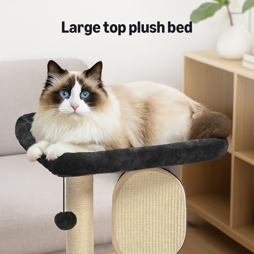 Image of Amazon Basics Single-Platform Cat Tree with Scratching Post and Pad for Indoor Cats, 15.7 x 11.8 x 18.5'', Gray