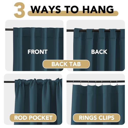 Image of H.VERSAILTEX Blackout Curtains Thermal Insulated Window Treatment Panels Room Darkening Blackout Drapes for Living Room Back Tab /Rod Pocket Bedroom Draperies, 52 x 63 Inch, Dark Teal, 2 Panels
