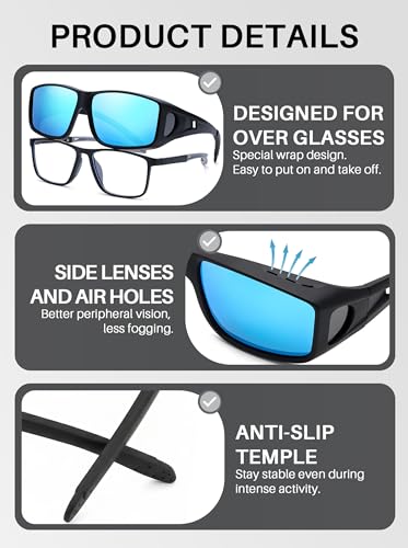 Image of IGnaef Fit Over Sunglasses for Men Polarized Wrap Around glasses with UV Protection IF0312