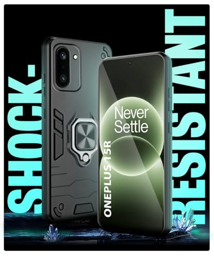 Image of WOW IMAGINE Shock Proof Back Case Mobile Cover for 1+ OnePlus 15R 5G 2025 | Back Cover Case (Tough Armor | Hybrid PC + TPU | Ring Holder & in-Built Kickstand | Black)