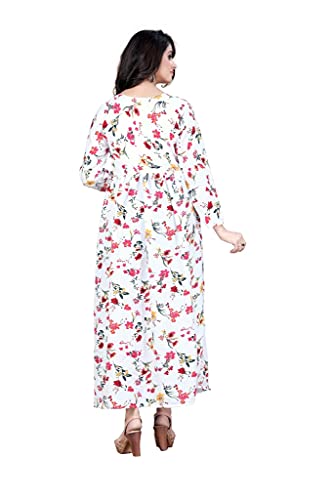 Image of H.E HAMZA ENTERPRISER Printed Crepe Material Brown Western Dress For Women
