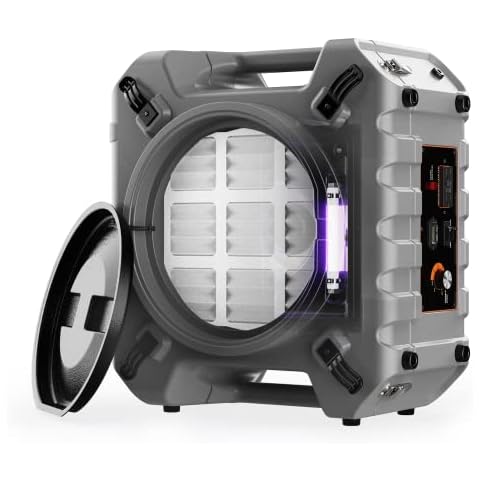 Abestorm Air Scrubbers with 4 Stage Filtration System, HEPA Air Scrubber for Industrial and Commercial Use, Stackable Negative Air Machine Cleaner with UV-C Light, 550 CFM, S2 Cover