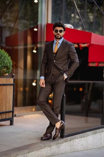 Wangyue 3 Piece Suit Men Slim Fit Suit for Men Wedding Suits Classic Two Button Formal Prom Dinner Tuxedo Set4