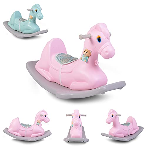 Moni Schaukeltier Pferd 18101 Napoleon aus Kunststoff drinnen draußen ab 1 Jahr, Farbe:rosa