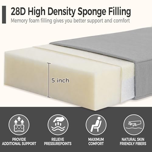 Image of Art Leon 22x24 Outdoor Deep Seat Cushions Waterproof Outdoor Seat Cushion 28D High Density Foam Patio Chair Cushions with Non-Slip Backing Patio Cushions for Patio Furniture Garden Bench Grey