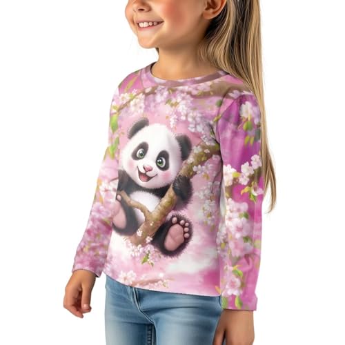 Image of Girls Cartoon Print Long Sleeve Graphic Tee Casual Crew Neck T-Shirts for 3-16 Years Little Girls