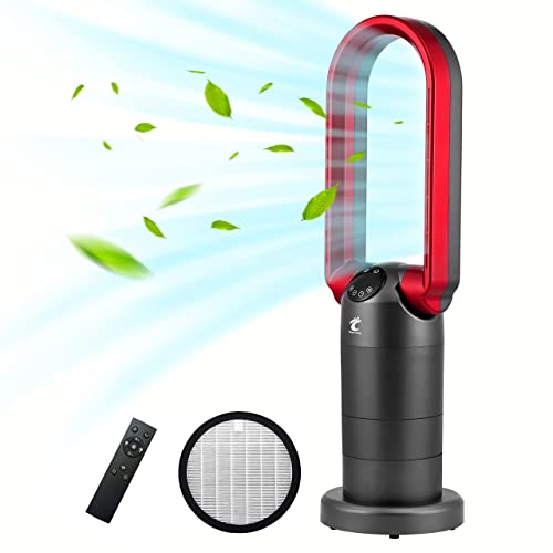 Bladeless Tower Fan & H13 HEPA Air Purifier & 1500W Space Heater 3in1, 120° Swing & 210° Tilt Head Table Fan, 29in. 35W Desk Fan with Remote, 9 Speeds 9H Timer Air Circulator for Home Office-Red Bladeless Tower Fan & H13 HEPA Air Purifier & 1500W Space Heater 3in1, 120° Swing & 210° Tilt Head Table Fan, 29in. 35W Desk Fan with Remote, 9 Speeds 9H Timer Air Circulator for Home Office-Red