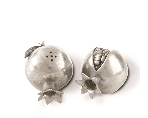 Vagabond House Pomegranate Salt and Pepper Shaker Set | Luxury Pewter Tabletop Decor | 2.5 Inch Long | Garden-Themed Design