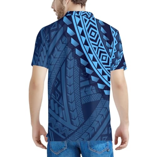 Men Short Sleeve Polo Shirts Casual Summer Polynesian Samoan Print Slim Fit T-Shirts Button Golf Polos Tops2