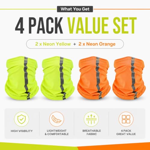 Image of SATINIOR 4 Pcs Neck Gaiter Face Mask for Men Reflective Face Cover Scarf Summer UV Sun Protection Balaclava Bandana for Work