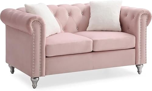 Glory Furniture Raisa Velvet Loveseat in Pink Rosado,Beige,Negro -,Borgoña,Gris,Marfil,Azul marino,https://www.amazon.com/dp/undefined