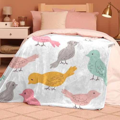 Couverture polaire oiseaux colorés, cadeau idéal déco pour lit et sofa - 8