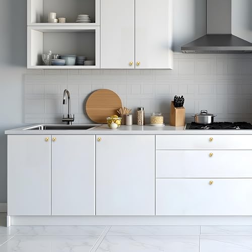 Image of Ravinte Brushed Gold Kitchen Pulls Cabinet Handles 1-1 /4 Inch 2 Pack | Solid Zinc Alloy, Round T-Bar Shape, Screws Included, Dresser Handles, Cabinet Drawer Pulls, for Kitchen Cupboard Hardware