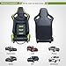 Racing 2 Pcs Reclinable Bucket Seats with 2 Sliders Adjustable PU Leather Universal Sport Seats for Cars (Black Green, 36.6