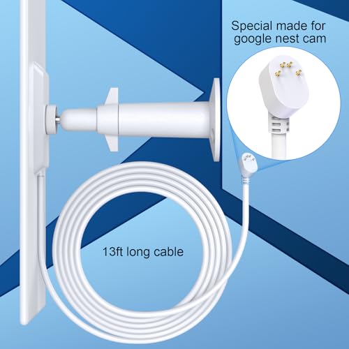 Solar Panel for Google Nest Camera, 5W Solar Power Charger for Nest Camera Outdoor or Indoor(Battery Version), 13.1Ft Fast Charging Cable, IP66 Waterproof, 2 Pack