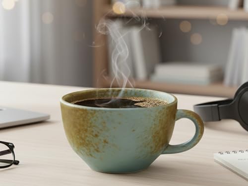 Image of Bodhi House Ceramic Soup and Coffee Wide Large Mug with Handle - Set of 1, 350 Ml Matte Finish | Microwave Safe | for Maggi, Cappuccino, Latte, Green Tea - Light Blue