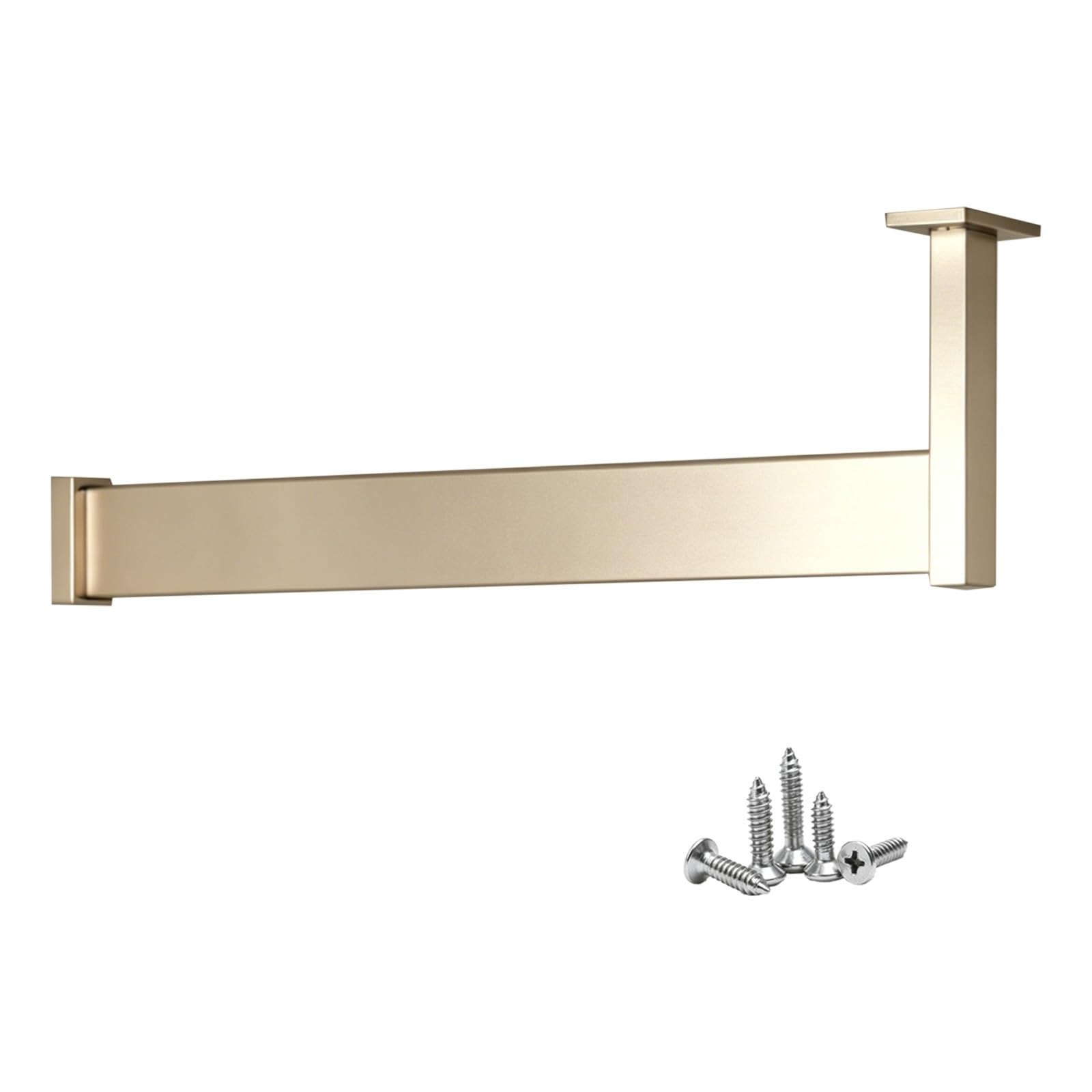 L-shaped Clothes Hanging Bar 85 95 105 115 125cm, Custom Aluminum Closet Rods for Corner Cabinets/Cloakroom/Apartment, Heavy Duty Wardrobe Poles with Flange Set(Champagne,L 120cm/47.2")