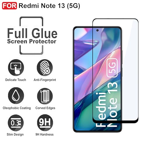 Image of CEDO Tempered Glass for Redmi Note 13 (5G) | Screen Protector Full HD Quality Tempered Glass Anti-Scratch Edge to Edge Coverage with Easy Installation Kit (Black)