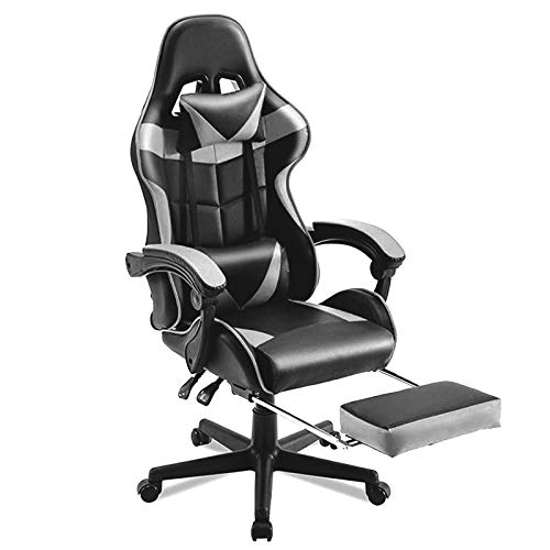 Gaming Stuhl, Bürostuhl Ergonomischer PC-Stuhl, Verstellbare Armlehne, 135º Verstellbare Rücklehne, Computerstuhl drehbar, inkl Kopfstütze und