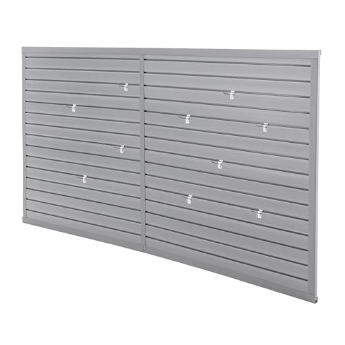Slatwall Panel Wall Storage Systems, 10 with Panels4 x 8ft Slat Wall Paneling Garage Wall Organizer, Industrial Strength Storage， Heavy Duty Wall Mounted PVC Wall Rack (Charcoal Dark Grey ) (8X4FT)