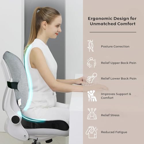 Image of SeatCushion for Tailbone & BackSupport for Chair -Sitting Cushion Back, Sciatica Back Support and Seat Cushion for Office & Home Chair (Ultimate Pro Back Support)