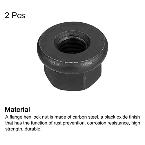QUARKZMAN 2Stk M8 Flansch Sechskant Sperre Muttern Grad 12.9 Karbonstahl Schwarz Oxidiert Sechskant Flansch Mutter für Maschinen
