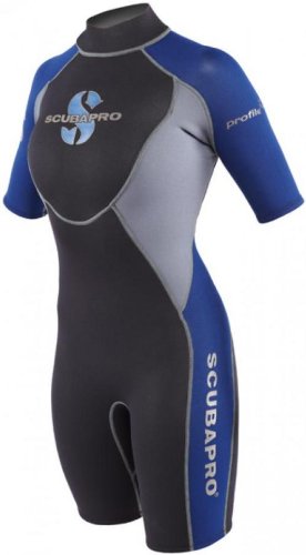 SCUBAPROProfile Shorty 2.5mm Womens Wetsuit-Black/Blue/Grey-XLarge