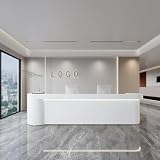Design elegante: questo banco reception ha un design elegante e moderno, il tavolo ha una stabilità straordinaria ed eleganza visiva, luci LED nascoste creano un ambiente d'ufficio confortevole e soddisfano le esigenze di reception.