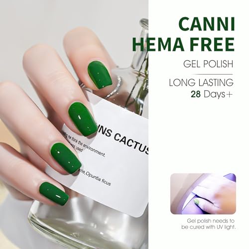 Image of CANNI Dark Green Gel Nail Polish, 1Pcs Emerald Green Gel Polish Green Color Nail Polish Gel High Gloss Soak Off U V Gel Nail French Nail Manicure Salon DIY