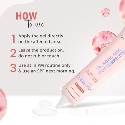 Image of Glamveda 3% Kojic Acid Acne Spot Corrector Gel For Reduce Acne Scars & Dark Spots | Day & Night Gel | Skin Brightening & Pigmentation Removal | With Alpha Arbutin & Niacinamide | 20g