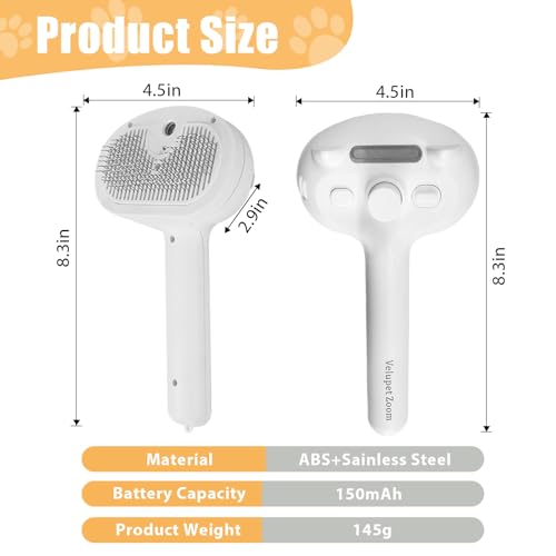 Image of Cat Steam Brush for Shedding, Pet Steam Brush for Dog with Release Button,Anti-Static Pet Spray Hair Removal Comb,Cat Spray Comb for Long & Short Haired Pets,White