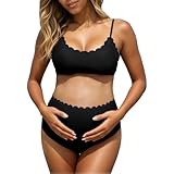 Generisch Zweiteiliger Umstandsbadeanzug Damen Verstellbarer Tankini Schwimmbekleidung Bequeme Schwangerschaft für Pool Meer Bikini Bauchweg Hose High Waist ärmelloses Badeanzug