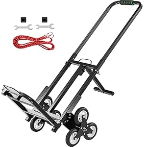 VEVOR steekwagen, 150 kg, inklapbare klimwagen van staal, met verstelbare handgreep van 1145-730 mm, trapwagen met 6…