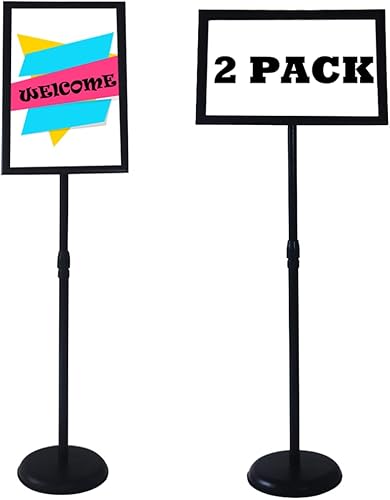 Miniatura 1 de Soporte para letreros de 8.5 x 11 pulgadas con altura de base ajustable, tanto horizontal como vertical, color negro