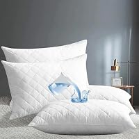 Set of 4 Waterproof Pillow Protector, JOMWEN Quilted Zipped, Ultra-Soft & Machine Washable Pillow Protectors, Breathable Hypoallergenic and Noiseless, Comfortable, White (4, 50cm x 75cm)