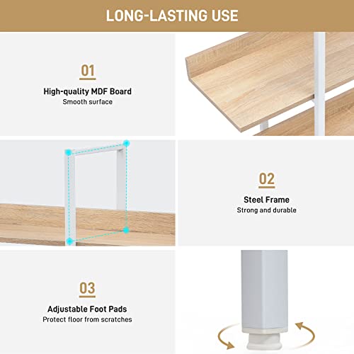 Gnixuu Triple Wide 5-Tier Bookshelf, Large Open Bookcase, Vintage Industrial Style Book Shelf Wood And Metal Etagere Bookshelves Display Shelves For Home Office Decor(Rustic White+Oak) #TOP3