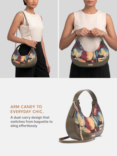 Image of ZOUK Women's Vanya Baguette | Crossbody Vegan Leather Sling Bag | Detachable Strap