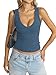Eachyes Womens V Neck Tank Tops Sleeveless Slim Fit Shirts Summer Going Out Fashion Outfit Clothes 2026 Grey Blue Small