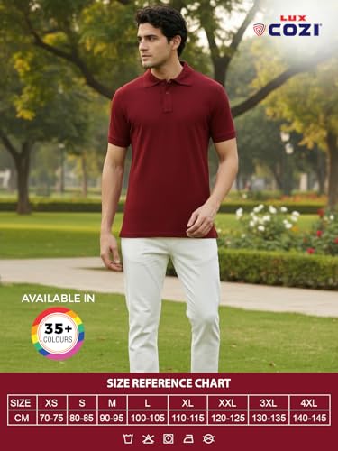 Image of Lux Cozi Men's Cotton Solid Polo Tshirt | Collar Tshirts | Half Sleeves | Stylish & Premium All Day Wear | Pack of 1
