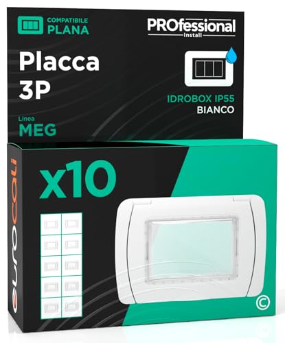 Plaque hydrobox IP55 étanche blanche 3 modules compatible Vimar Plana avec couvercle - 2