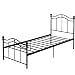Letto Singolo Struttura Letto Letto Matrimoniale Telaio del Letto Letto in Metallo Curvo con Due Testiere per Adulti Adolescenti per Bambini, 200x90 Cm