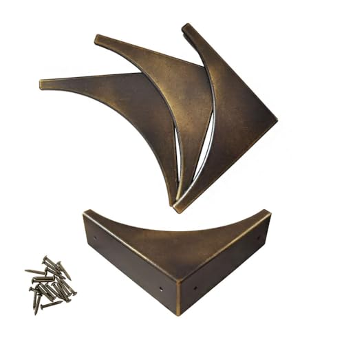 Image of Metal Corner Protectors for Furniture, Antique Decorative Bronze Corner Protector Edge Safety Guard for Table,Boxes,Barn Door,Wood Frame,Desk,Furniture Corner Guard Hardware Accessories 4PCS (Bronze)
