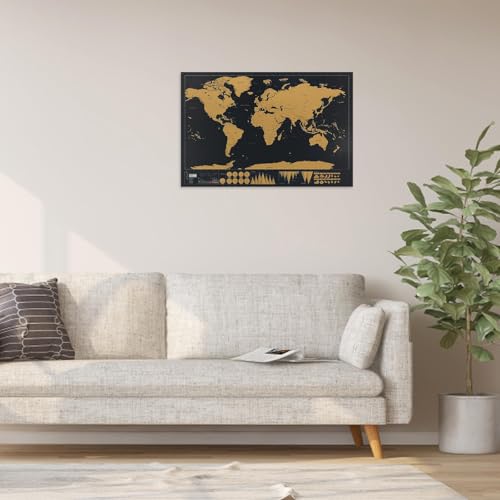 Premium Scratch Map Mit Stylischem Schwarz-Gold-Design, Weltkarte Zum Rubbeln, Inklusive Praktischer Aufbewahrungsbox, Weltkarte Zum Pinnen, Ideal Für Reiseliebhaber Und Als Dekoratives Wandposter