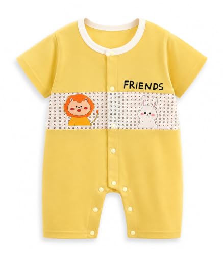 Image of Bold N Elegant Cute Cartoon Print Cotton Newborn Baby Boy Girl Rompers Jumpsuit Baby Onesie Bodysuit for Little Kids