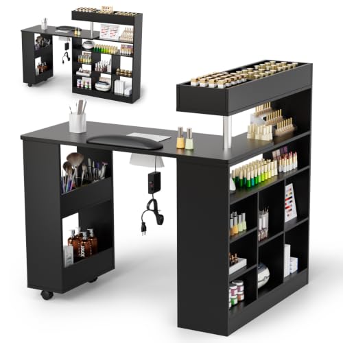 L-Shaped Black Nail Desk